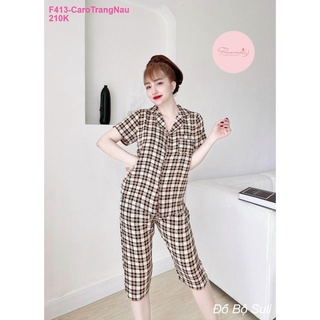 Đồ Bộ Pijama Lụa Cao Cấp Lửng F413 - Đồ Bộ Suli