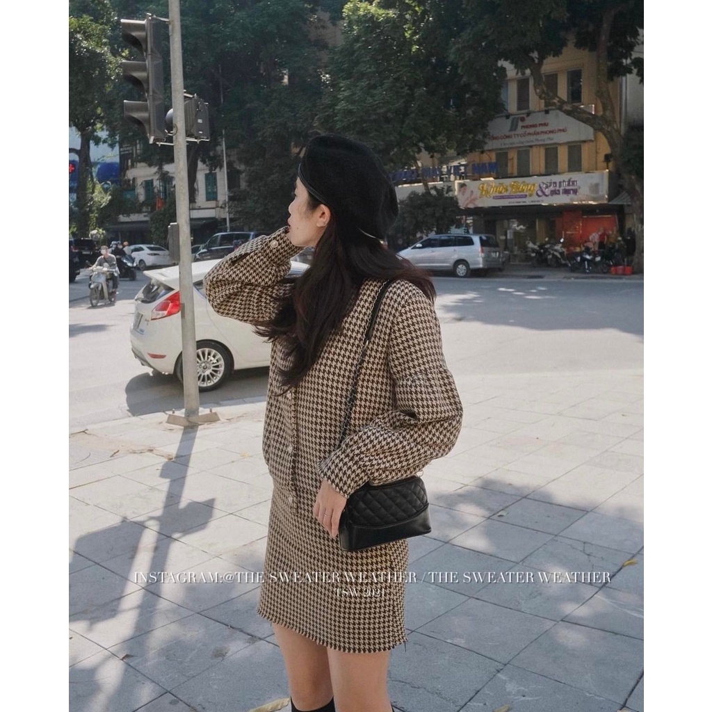 Set áo dạ kèm chân váy hoạ tiết zizac -Set dạ diện tết sang chảnh Chicclothes | BigBuy360 - bigbuy360.vn