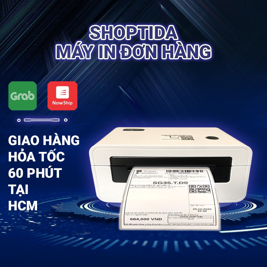 Máy in nhiệt Shoptida SP46 in đơn hàng, tem mã vạch, hóa đơn, livestream, dùng giấy in nhiệt tự dán bảo hành 12 tháng