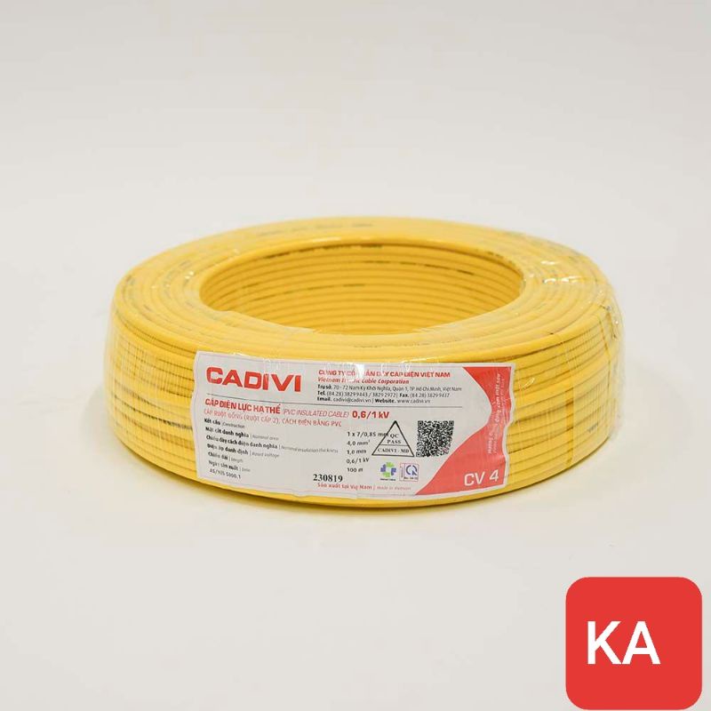 Cuộn dây cáp điện CV 4.0 - 4mm2 CADIVI cuộn 100m