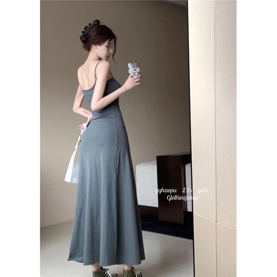 Đầm Body Hai Dây Dáng Đuôi A Siêu Tôn Dáng