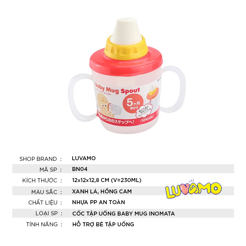 Cốc tập uống có tay cầm cao cấp Baby Mug Nhật Bản dành cho bé từ 5 tháng tuổi luvamo BN04