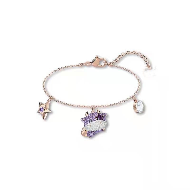 Swarovski Vòng Tay Pha Lê Nhiều Màu Sắc Họa Tiết Bò Sữa Hoàng Đạo Trung Hoa Dành Cho Nữ