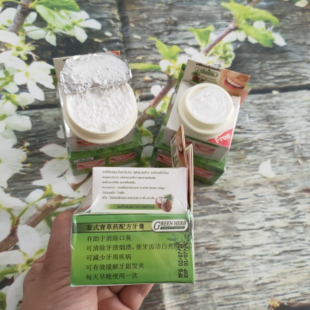 Kem Tẩy Trắng Răng Thái Lan Green Herb hũ lớn tặng hũ nhỏ