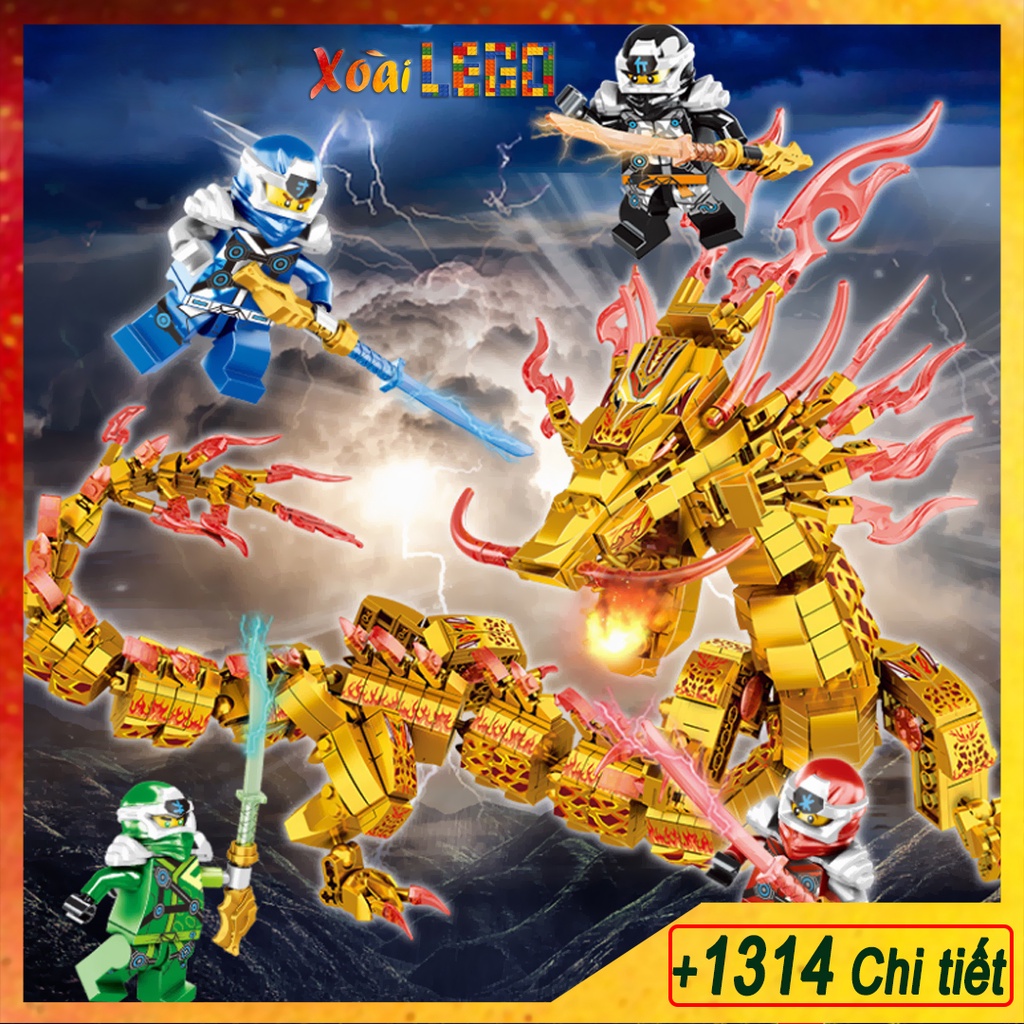 Đồ chơi lắp ráp, lego ninjago mẫu NO.76058-Rồng Vàng Ninjago 1314 chi tiết
