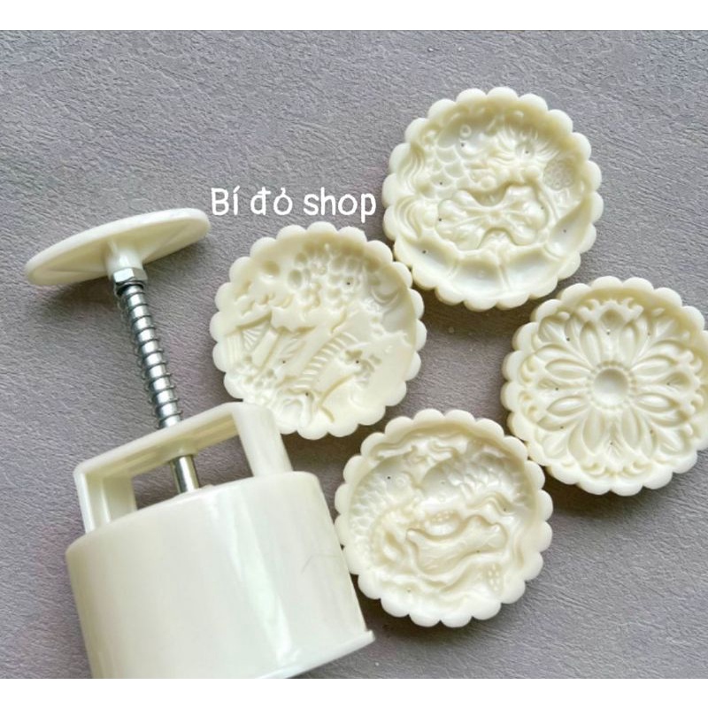 Khuôn trung thu lò xo 2022 ĐÌNH ĐÀI CÁ SEN 4 mặt 1 nhấn 150g, 200g