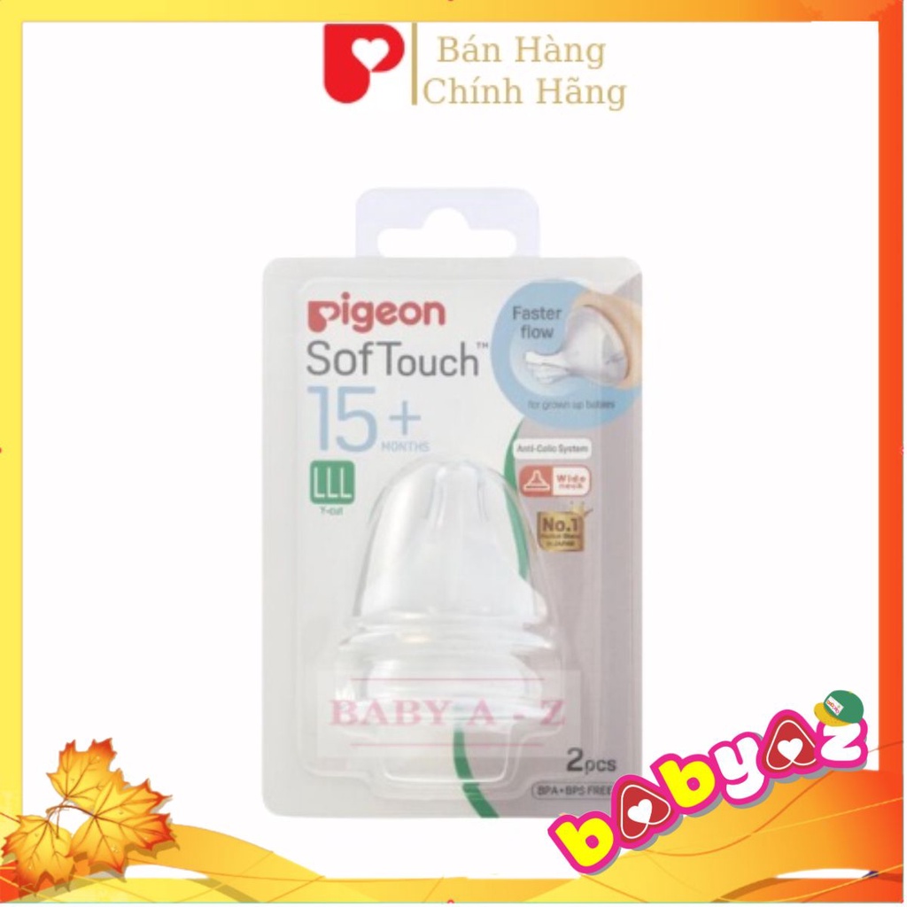 Núm Vú Pigeon Cổ Rộng SofTouch Cao Cấp Vỉ 2 Cái Size S- M- L- LL- LLL