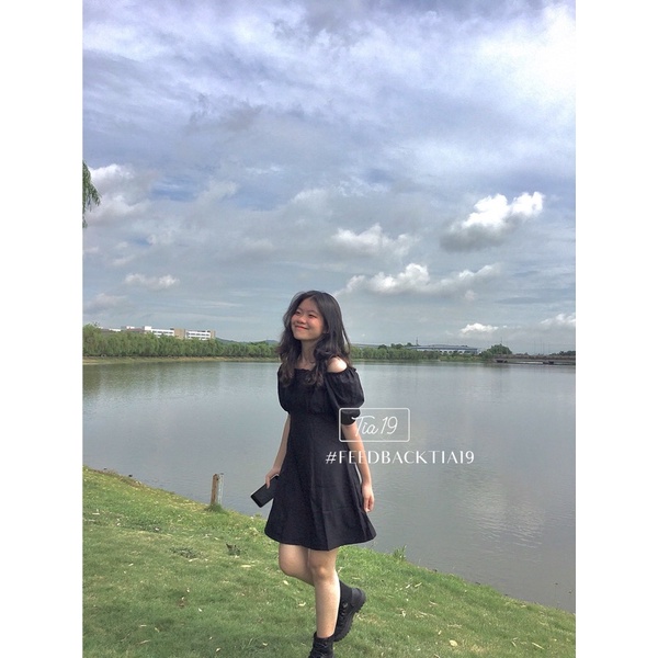 Váy cổ vuông ly ngực Tia19. Đầm ulzzang dáng xoè rớt vai ( Ảnh thật) | BigBuy360 - bigbuy360.vn