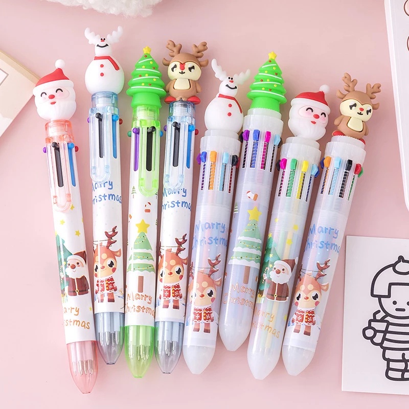 Set 6/ 10 bút bi họa tiết giáng sinh dễ thương tiện dụng