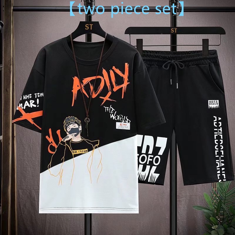 Áo Thun Tay Ngắn Cổ Thuyền Dáng Rộng In Họa Tiết Thời Trang Mùa Hè Cho Nam size M-5XL