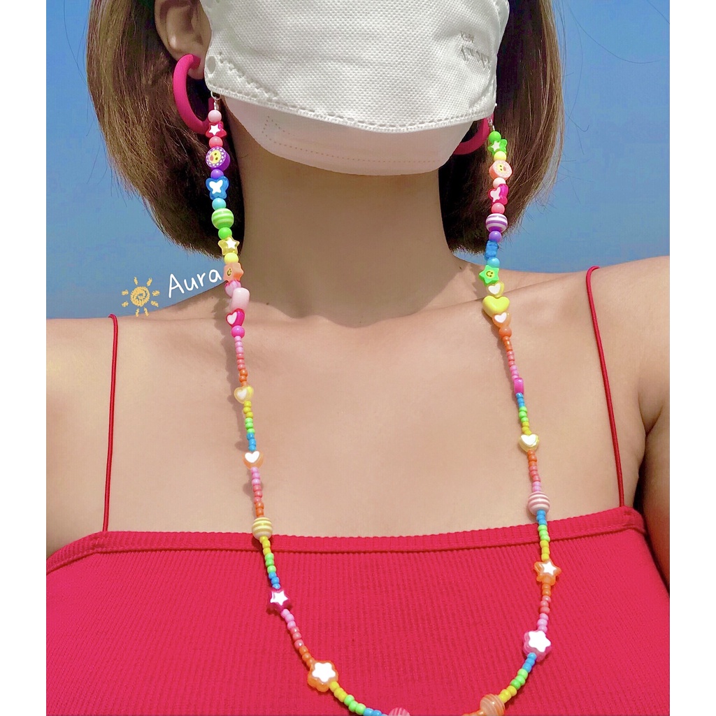 Dây đeo khẩu trang Rainbow cute mix Handmade bởi Aura