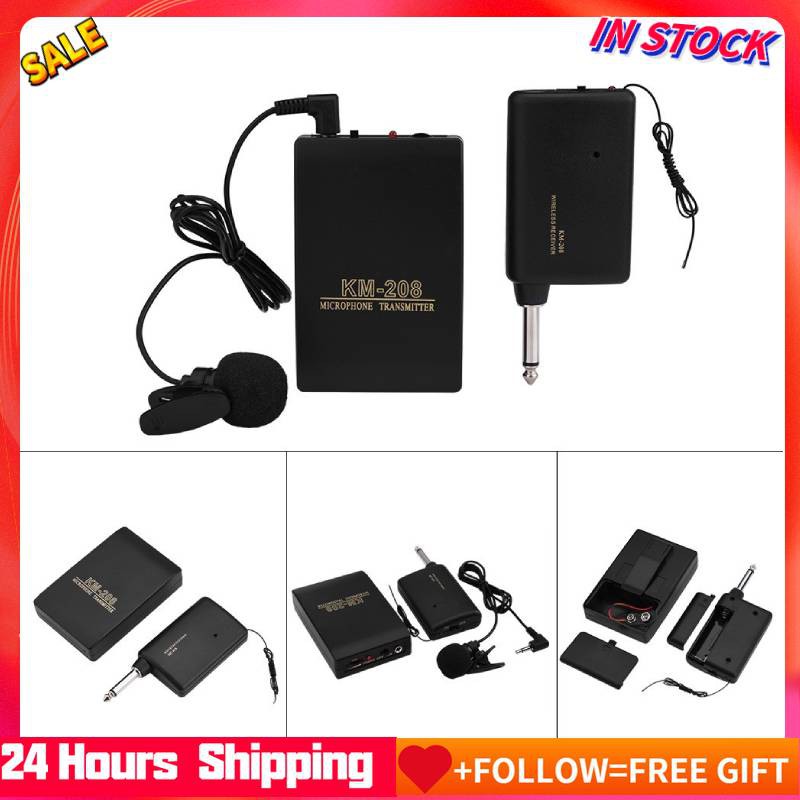 Mini Clip-on Hand-free Wireless Mic Microphone Kit FM Transmitter Receiver