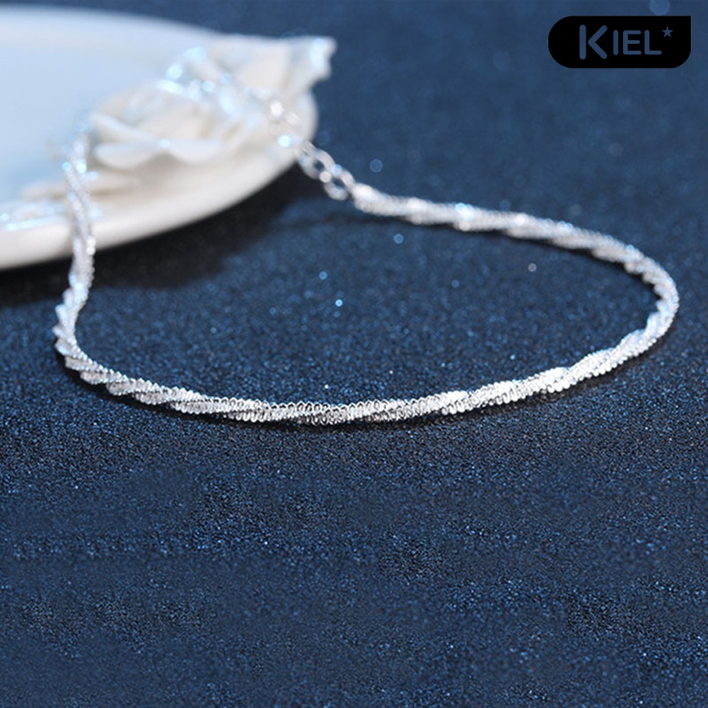 Kiel❤Vòng Tay Mạ Bạc Dạng Xoắn Thời Trang Cho Nữ