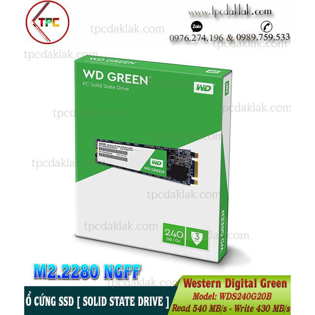 Ổ cứng SSD WD ( Western Digital ) Green Sata M.2 2280 240GB WDS240G2G0B | Ổ cứng máy tính, laptop