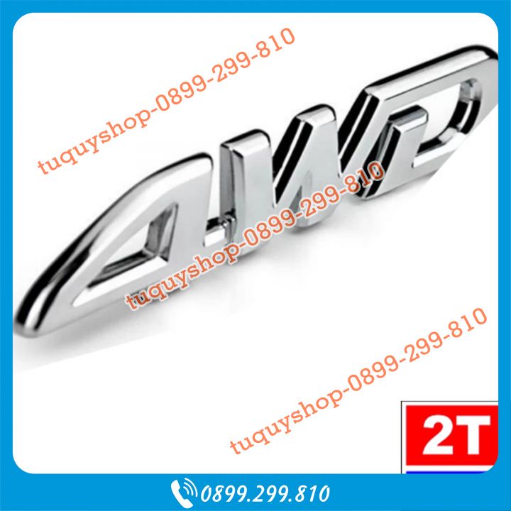 01 Logo 4WD Kim Loại siêu bóng, dán Trang Trí cho xe máy, ô tô, xe hơi độc đáo và thẩm mỹ SKU:114-1