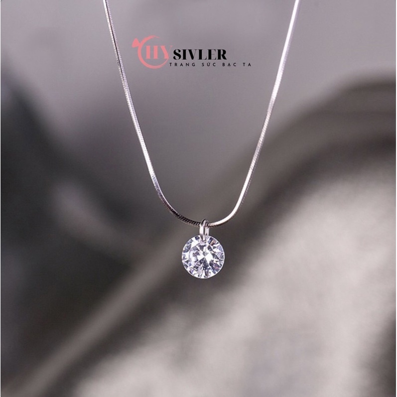 Dây chuyền bạc mì lụa mặt đá pha lê 8 ly đơn giản sang chảnh nữ tính dây chuyền nữ bạc thật