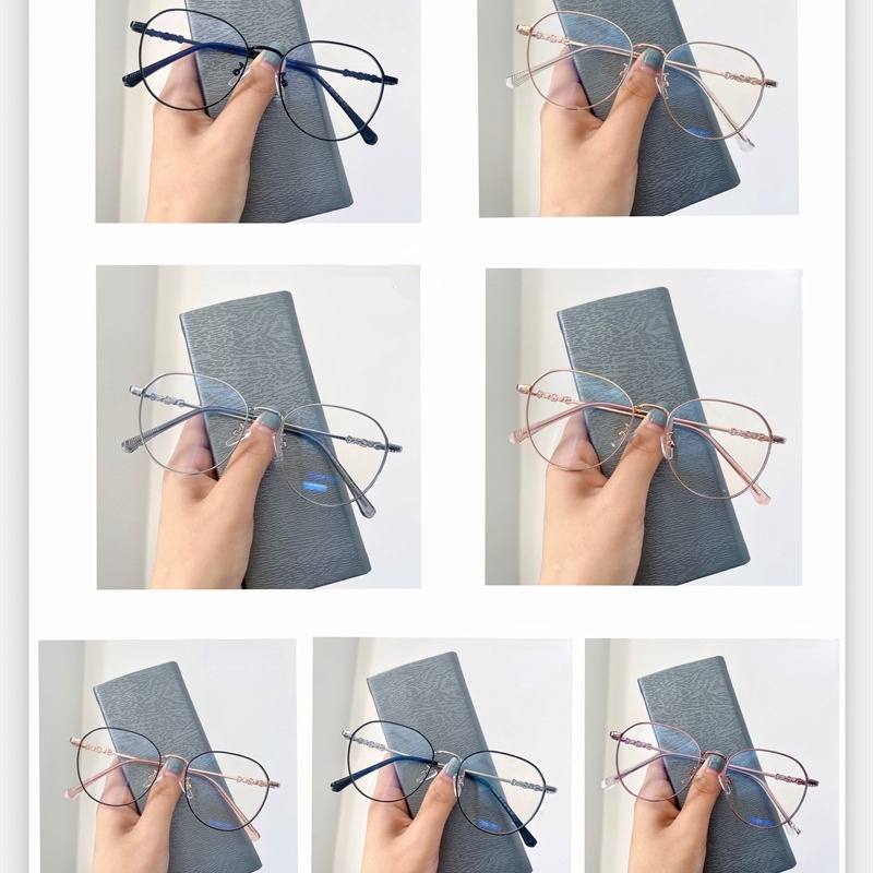 Mắt kính gọng tròn kim loại phong cách retro thời trang Hàn Quốc