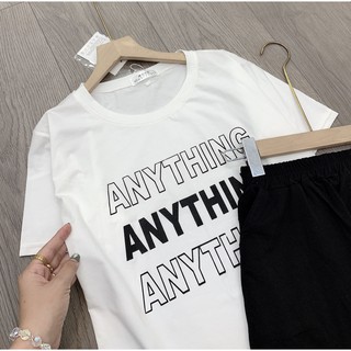 [QUÀ TẶNG LÀ 1C KHÂUTRANG] Sét đồ nữ áo phông chữ anything mix quần ống suông rộng bo chun quảng châu, bộ quần áo Taosan | BigBuy360 - bigbuy360.vn