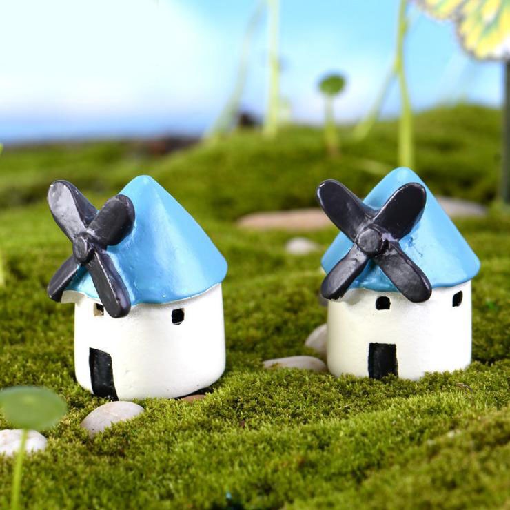 Nhà Cối Xay trang trí tiểu cảnh, terrarium quà tặng trang trí