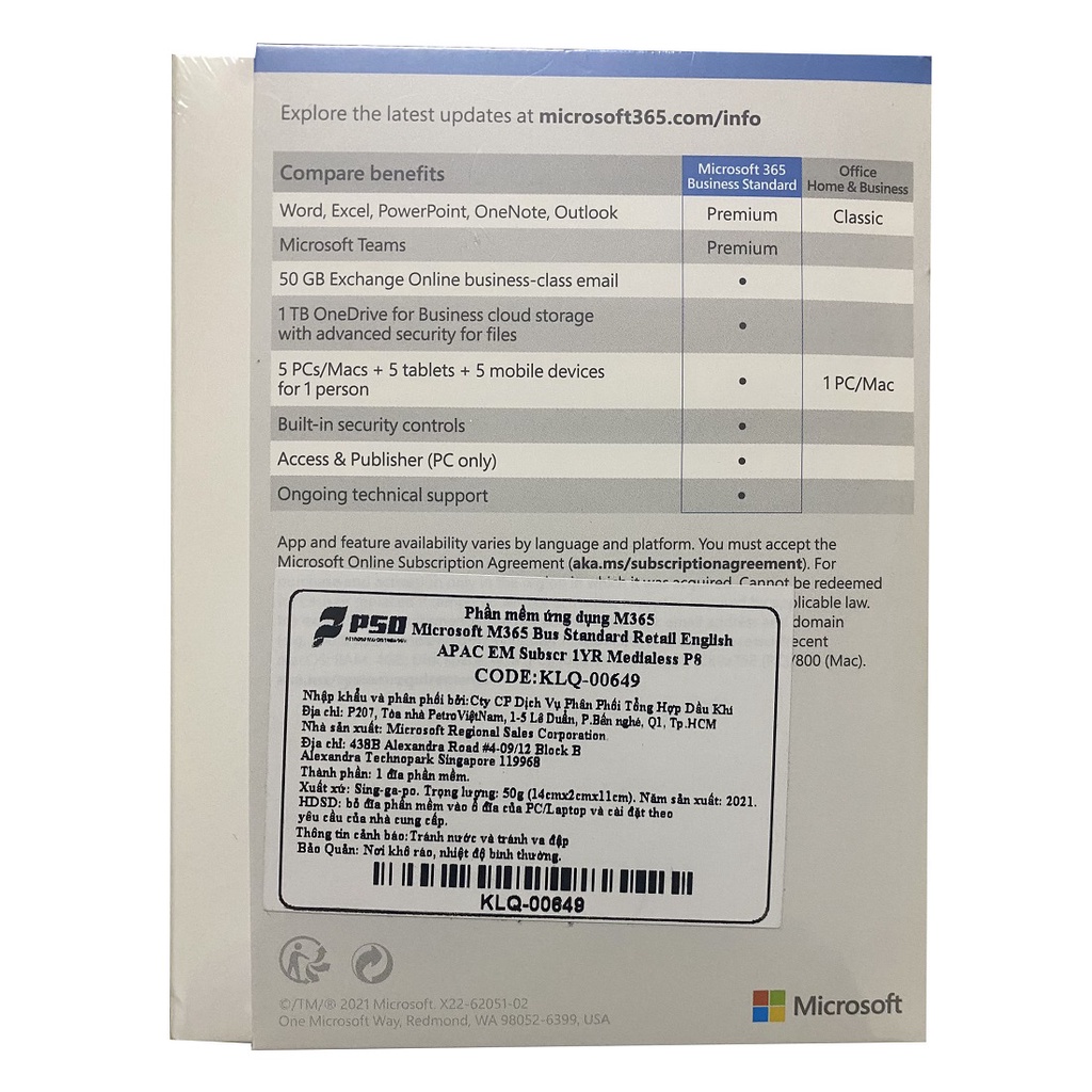 [Mã ELMS130 giảm đến 130K] Phần mềm Microsoft 365 Business 12 tháng Dành cho 1 người 1TB OneDrive| 5 thiết bị/tài khoản