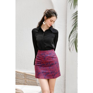 Áo Sơ Mi Lụa Đen Melani