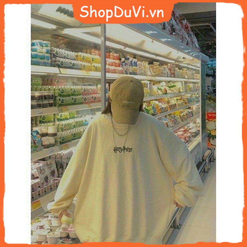 Áo Nữ Sweater Thêu Fomr Rộng Không Mũ Thêu Chữ HARRY POTTER