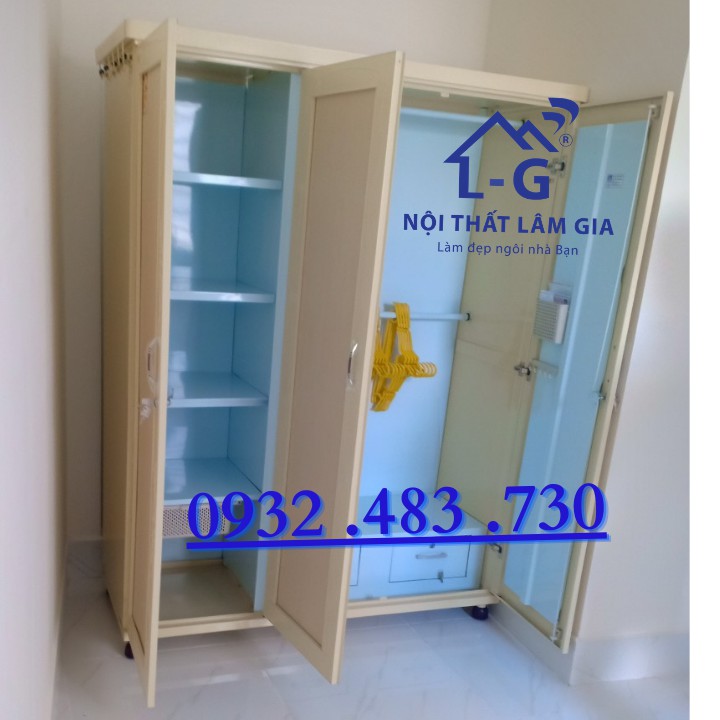 Tủ sắt quần áo lắp ráp Trung Hưng ngang 1m35x1m8 màu kem sữa , TQA135