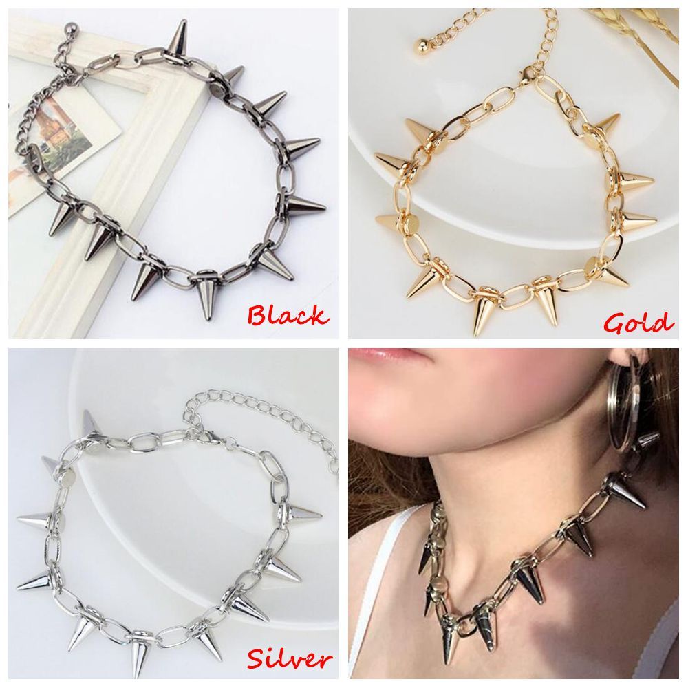 Vòng cổ choker bằng hợp kim đính đinh tán nhiều màu phong cách harajuku cho nam và nữ
