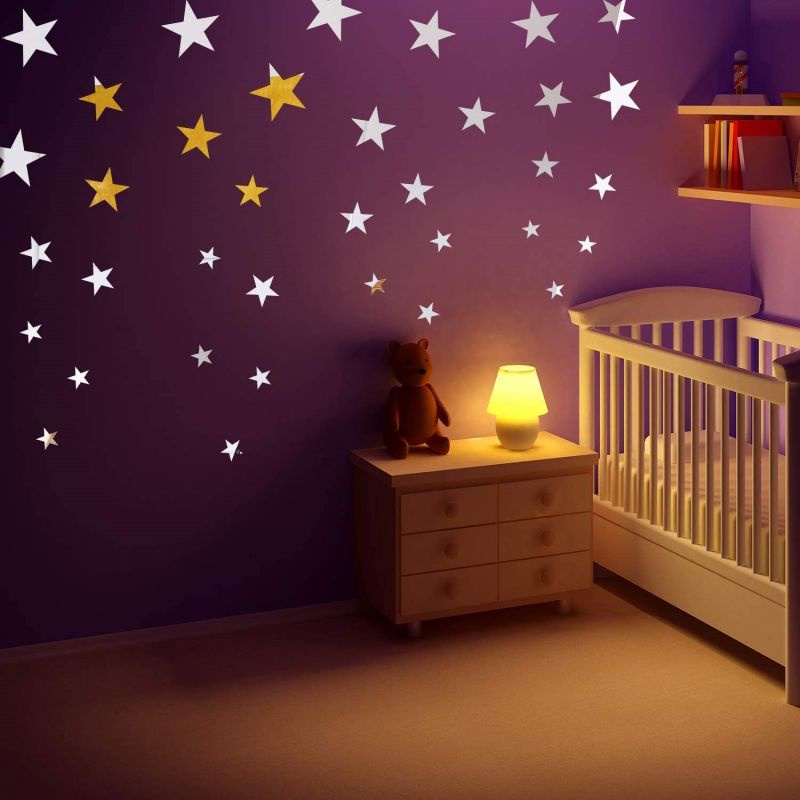 Bộ 10 Miếng Dán Tường Trang Trí Tráng Gương Hình Ngôi Sao 3D Bằng Acrylic Tự Dính Trang Trí Nhà Cửa