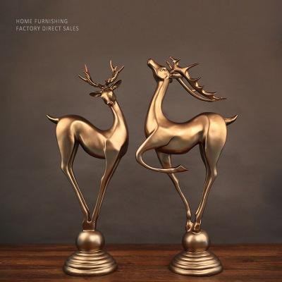 Tượng decor cặp hươu hạnh phúc trang trí phòng khách, phòng làm việc