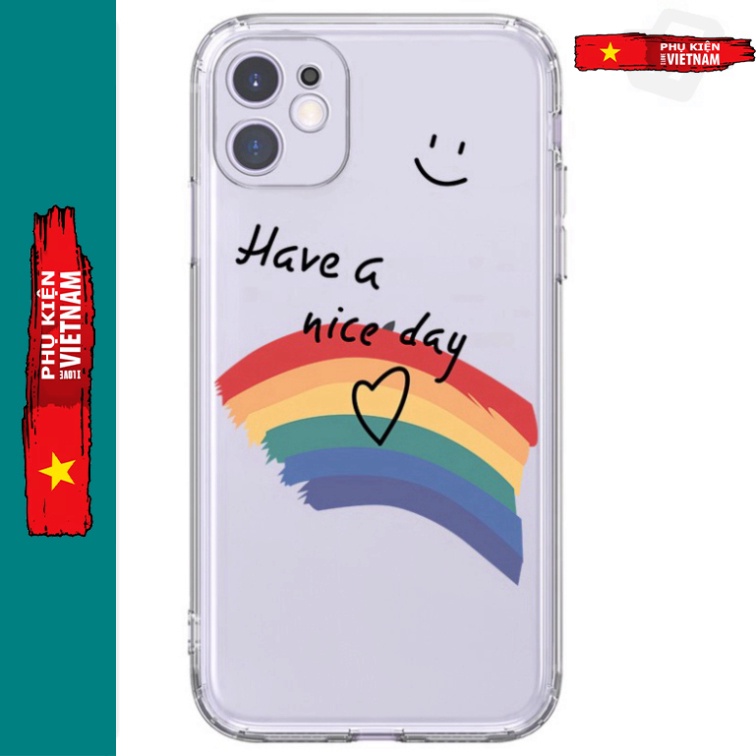 Ốp lưng iphone 6, 6s plus, 7 8 Plus, X, XS, XR, XSMAX, 11 , 12, 13 PROMAX suốt trong quãng CẦU VỒNG LUCKY PKVN
