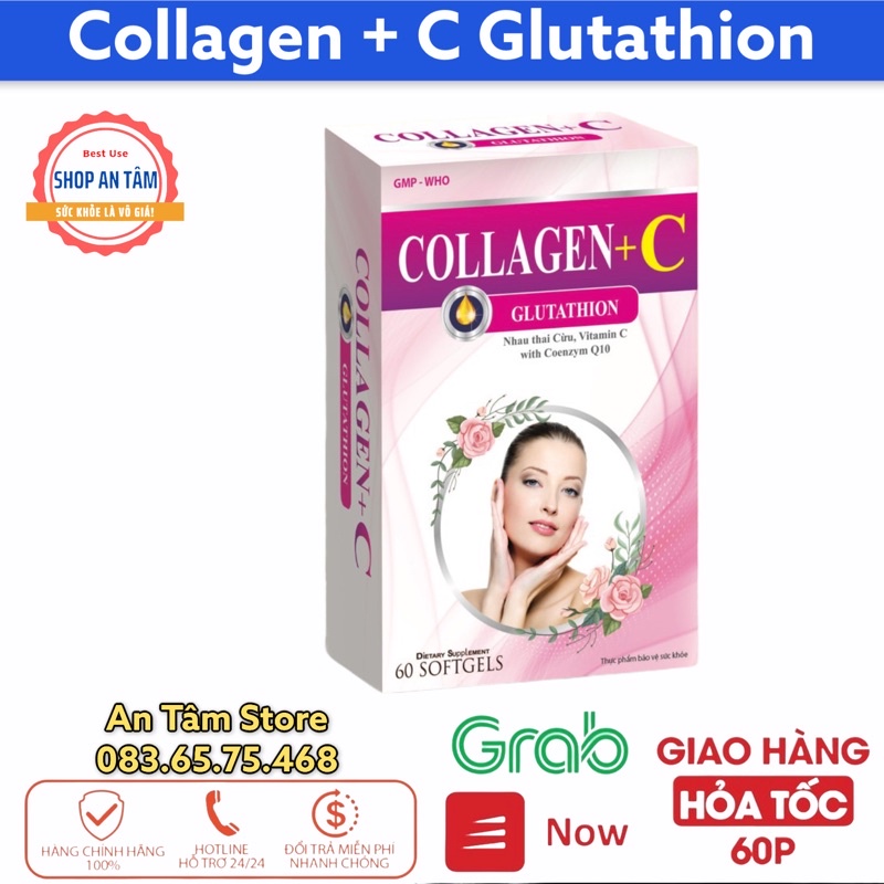 Viên uống đẹp da Collagen +C bổ sung Vitamin A E C giảm nám sạm da Hộp 60 viên