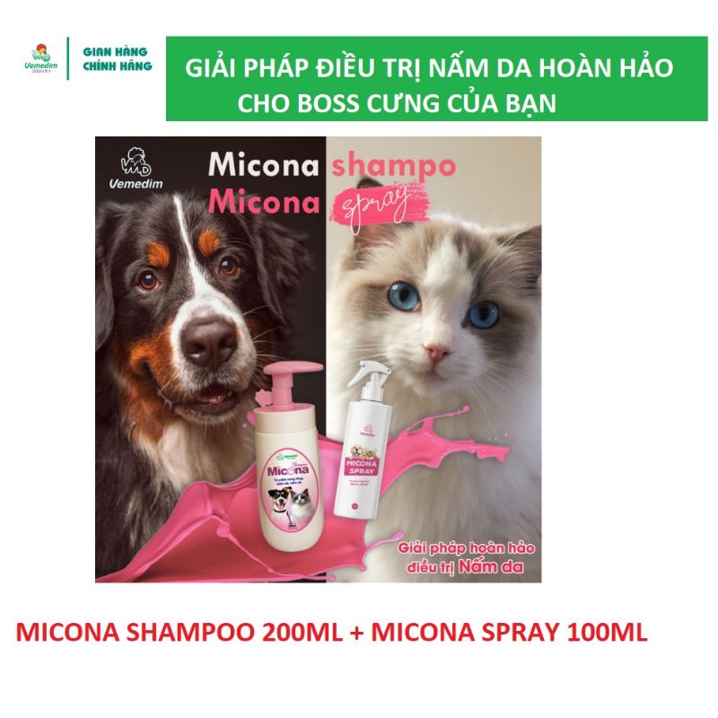 Combo gồm 2 món:- Sữa tắm trị nấm da cho chó mèo- Xịt trị nấm da cho chó mèo.