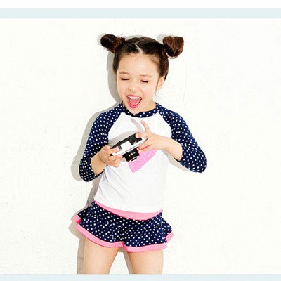 Bộ Đồ Bơi 2 Mảnh Chấm Bi Cho Bé Gái