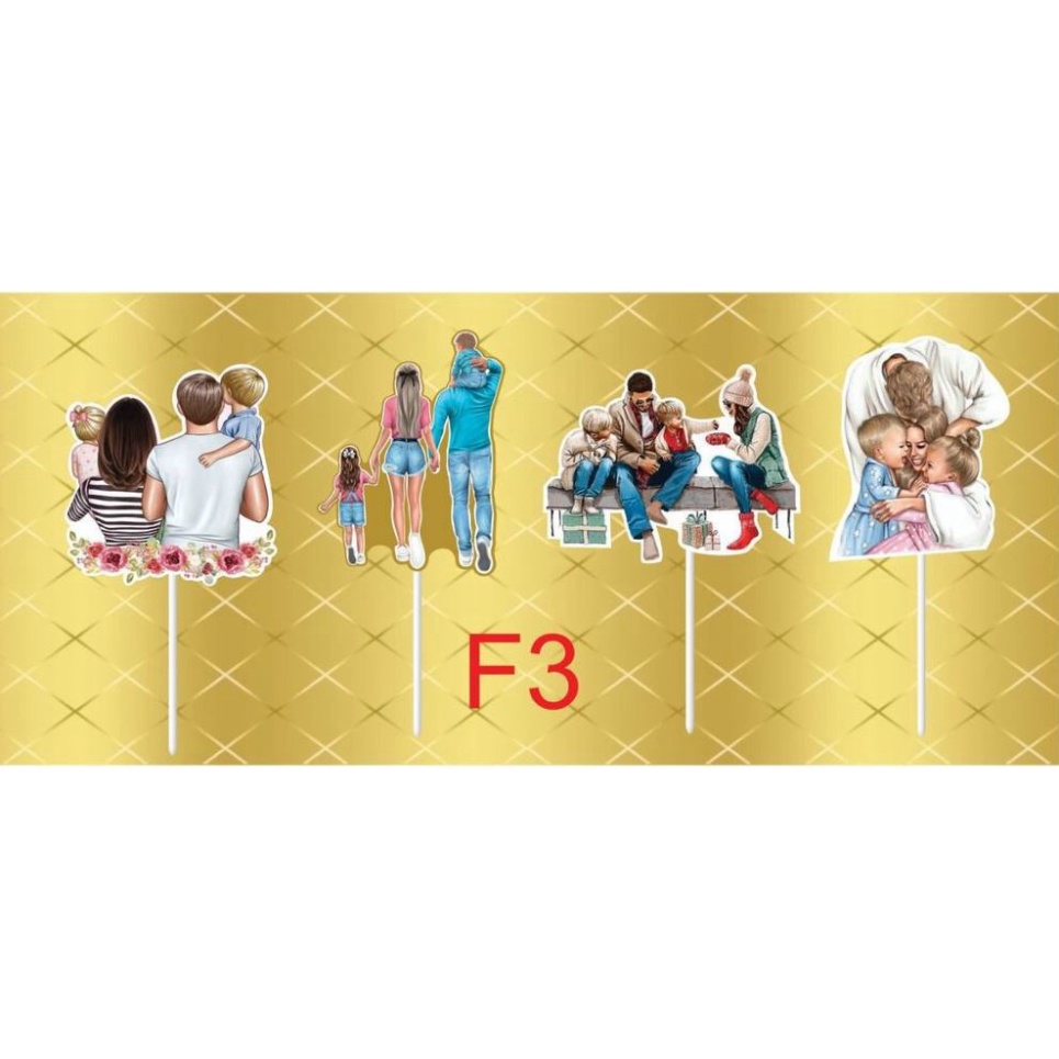 dụng cụ làm bánh kem [FREESHIP❤️] thẻ cắm bánh gia đình yêu thương