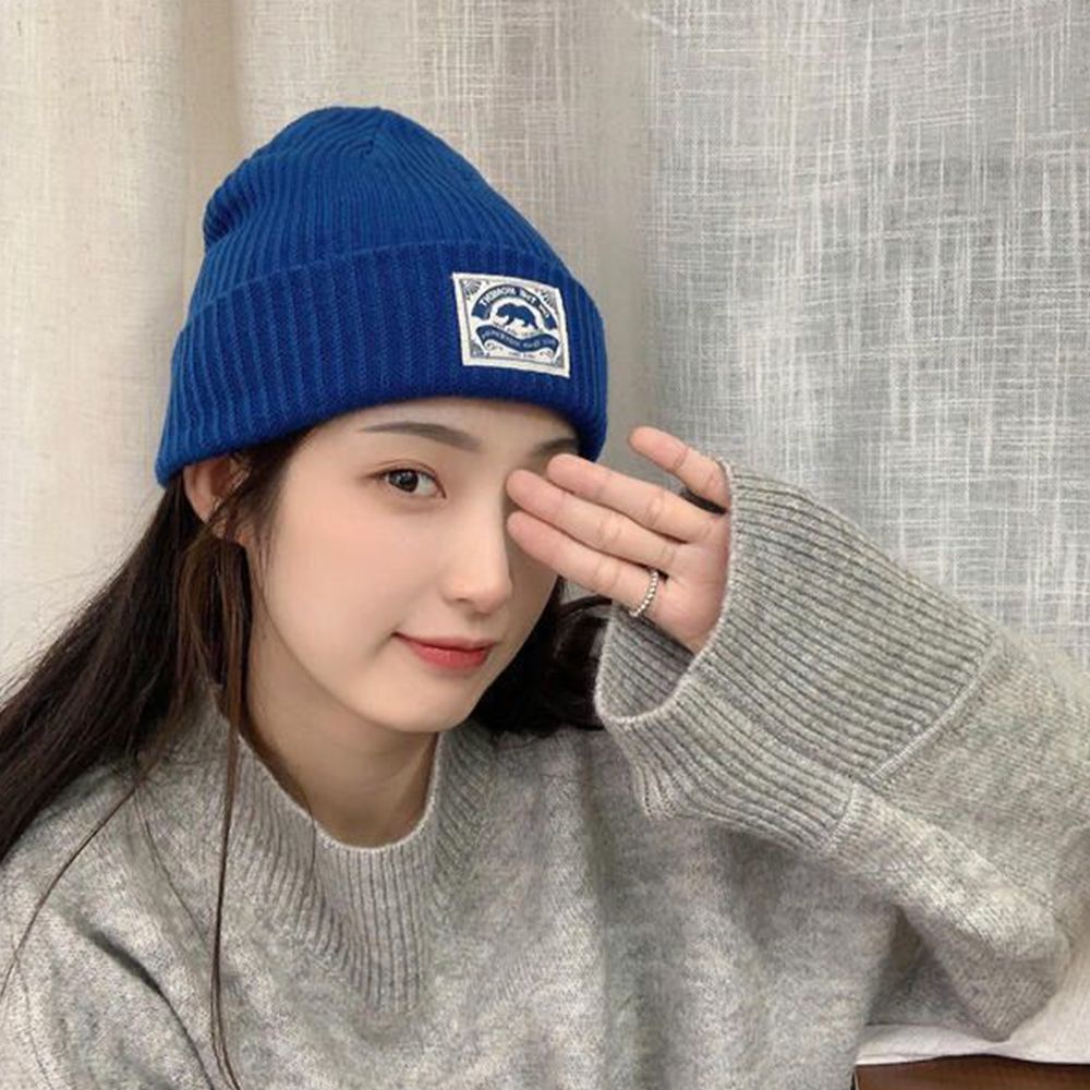 Mũ beanie dệt kim màu trơn phong cách Hàn Quốc thiết kế thời trang cho nữ