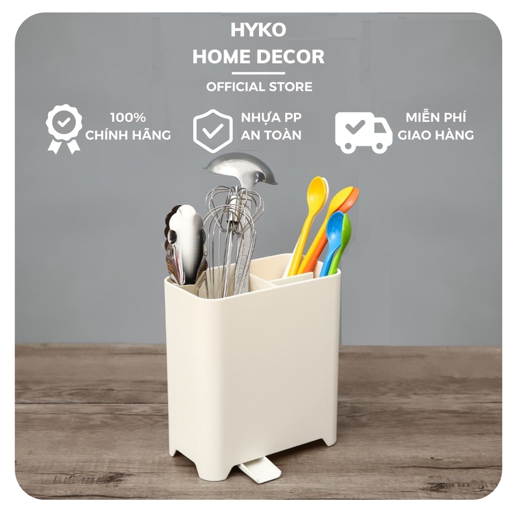 Hộp đựng đũa - ống đũa muỗng INOCHI Yoko nhựa loại đứng có rãnh thoát nước