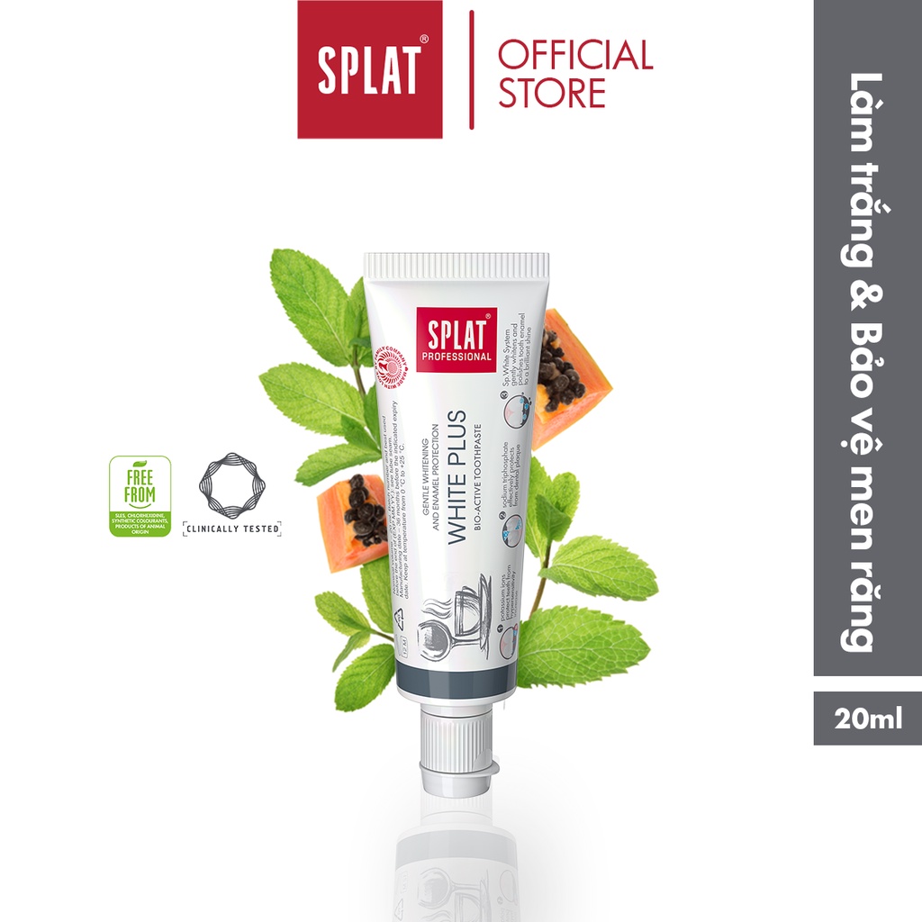 Kem Đánh Răng SPLAT White Plus Professional series Giúp Trắng Sáng, Loại Bỏ Vết Ố Vàng Hiệu Quả Dung Tích 20ml