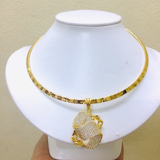 Kiềng cổ nữ mạ vàng v847, mặt dây chuyền hoa dừa cùng kiềng khía bền màu nữ namoo jewelry chuyên sỉ