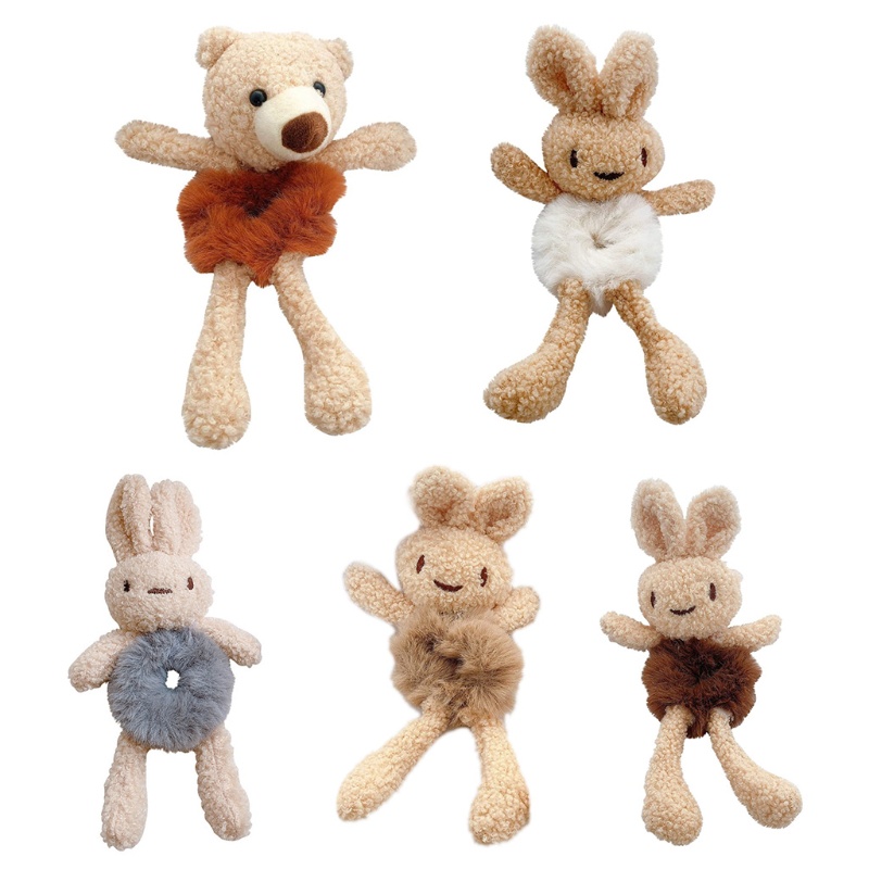 Dây Cột Tóc Đuôi Ngựa Co Giãn Hình Gấu / Thỏ Nhồi Bông Đáng Yêu