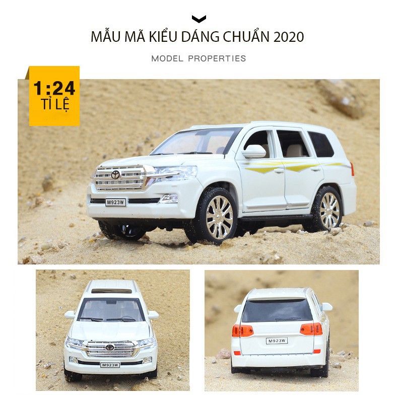 Xe mô hình tỉ lệ 1:24 Toyota Land Cruiser PRADO kim loại, mở 6 cửa