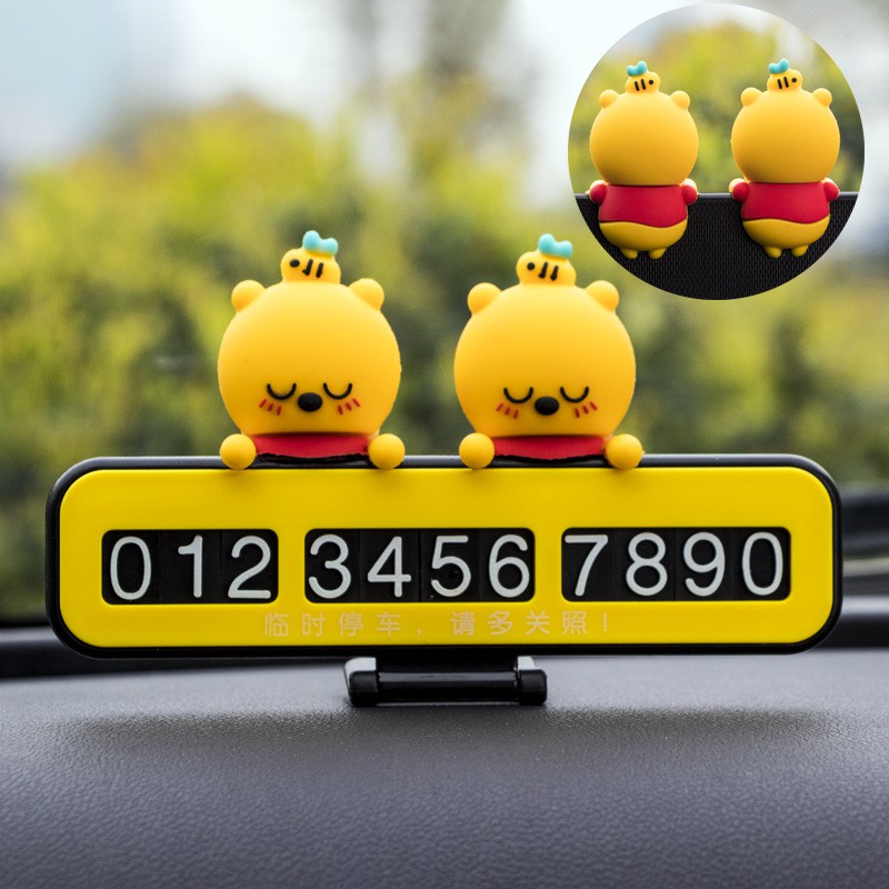 Thẻ Đậu Xe Tạm Thời Để Lại Số Điện Thoại Họa Tiết Hoạt Hình Mickey Minnie Pooh Gấu Hello Kitty Siêu Dễ