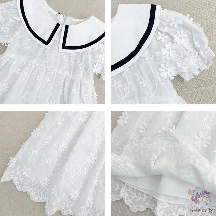 Đầm Công Chúa Tay Ngắn Cổ Búp Bê In Hoa Phong Cách Hàn Quốc Cho Bé Gái