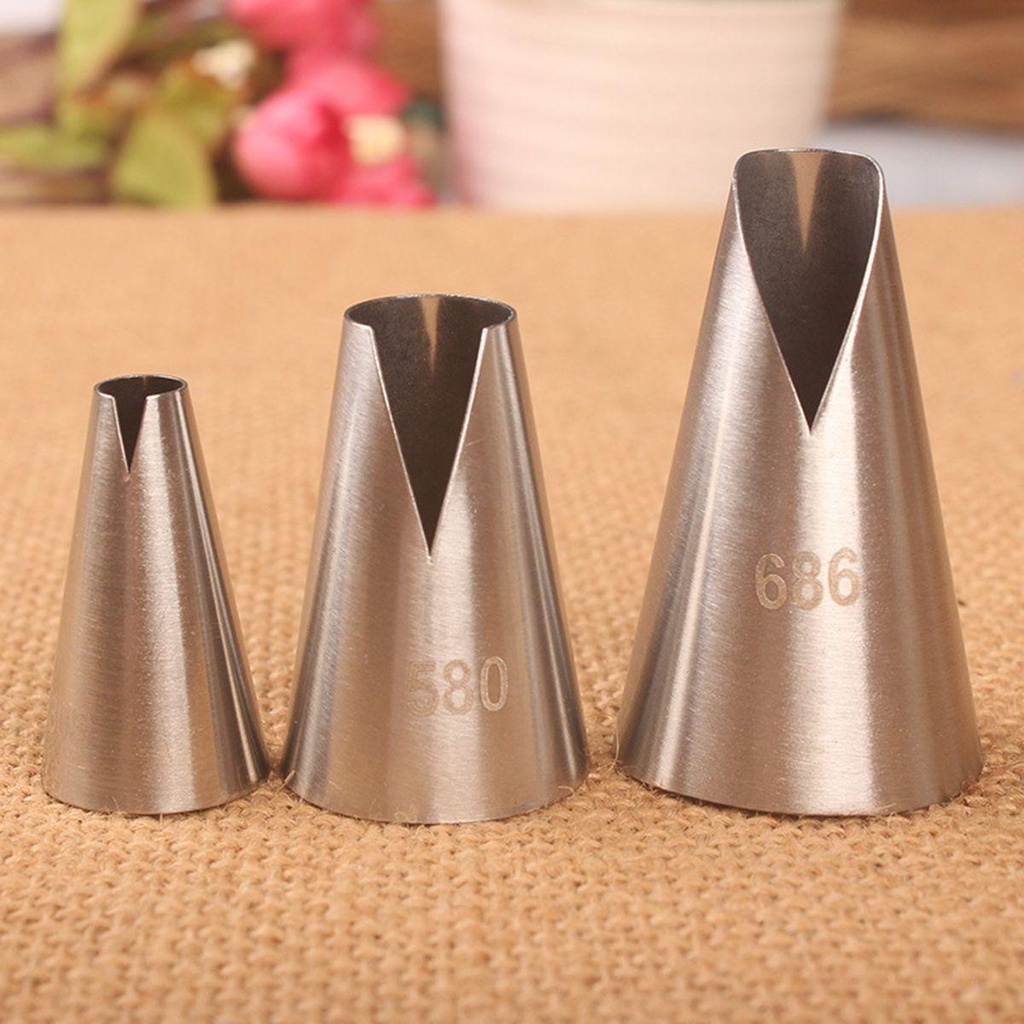 AUGUSTINA Set 1 / 3 Đuôi Bắt Bông Kem Trang Trí Bánh Bằng Thép Không Gỉ