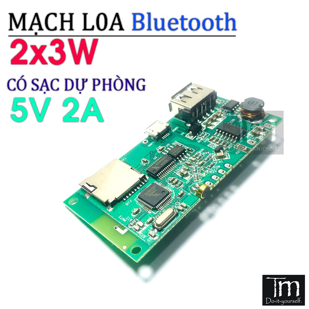 Mạch Loa Bluetooth 2*3W Kiêm Sạc Dự Phòng 5V 2A