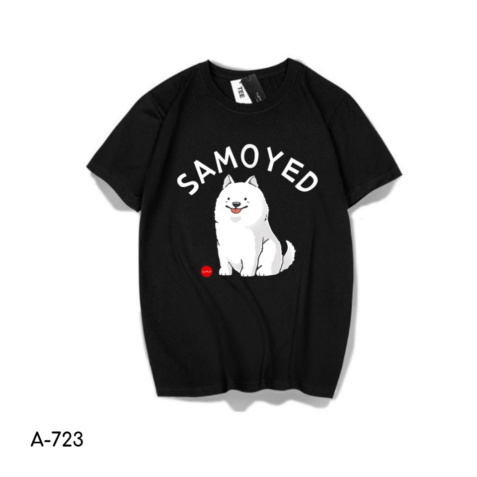 Áo Thun Nam Nữ Tay Lỡ Unisex Phông Trơn Oversize Form Rộng Basic Tee Hình chó samoye