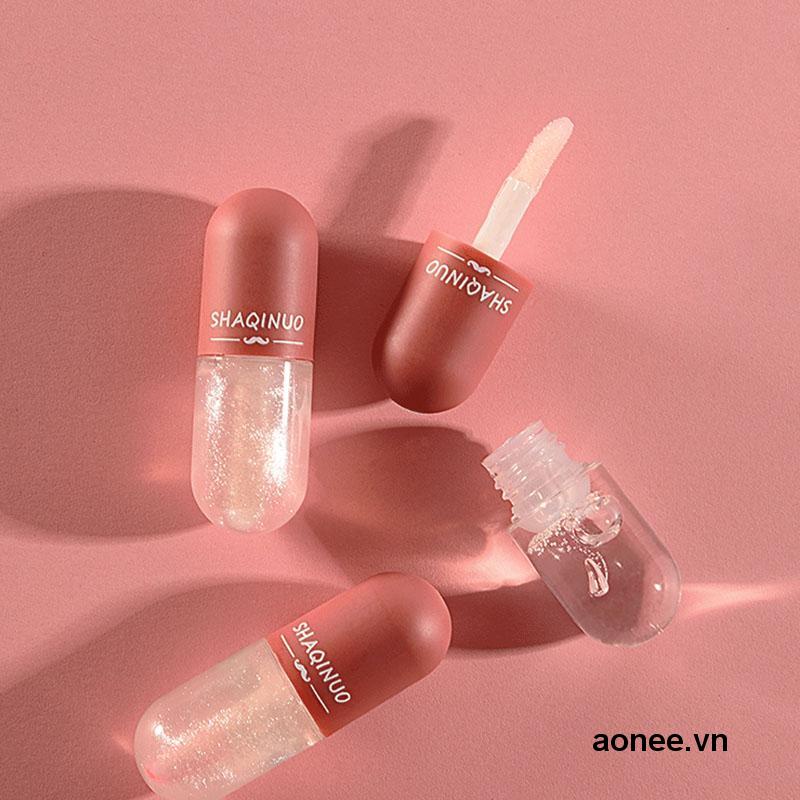 ✨✨Son bóng Shaqinuo dưỡng ẩm trong suốt thiết kế vỏ hình viên thuốc mini
