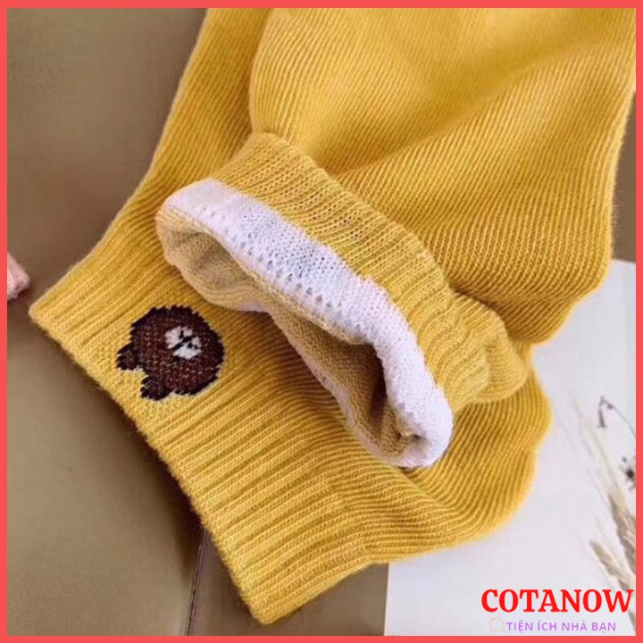 Set 10 Đôi Tất Vớ cổ ngắn, Siêu Mềm Mại, thoáng khí, nhiều màu Gấu Broun mã ctn_tat_gau