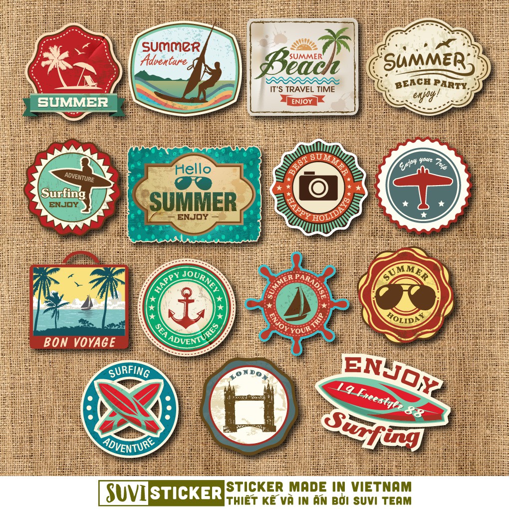 50 Sticker Vintage Label chống nước sticker dán mũ bảo hiểm, laptop, điện thoại, đàn guitar, vali. MSP: NS15