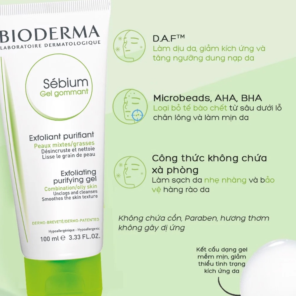 Tẩy Da Chết Bioderma Sebium Gel Gommant 100ml